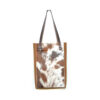 Cognac Shopper Koe-print Roodbont